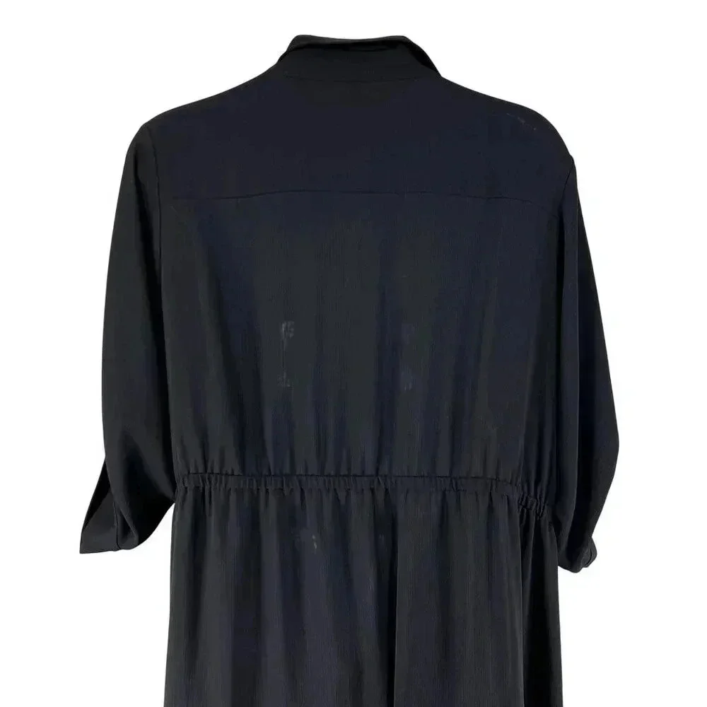 Torrid Womens 5X L Black Button-Up 3/4 Sleeve Maxi Dress Side Slits Whimsigoth - Picture 9 of 16